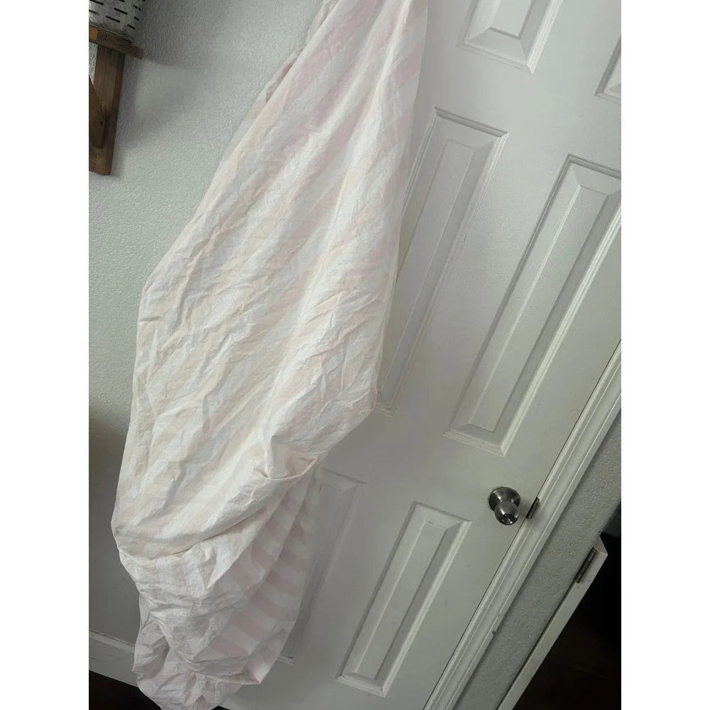 Simply Shabby Chic Pink White Striped Fitted Sheet 100% Cotton Cottagecore